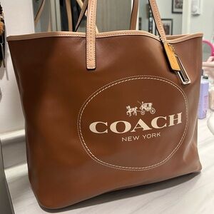 Coach Brown & Tan Logo Tote